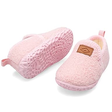 Lefflow Toddler Slippers Girl House Bedroom Slippers Winter Baby First Walking Sock Shoes Toddler Essentials Christmas Pink Size 4.5-5 - Image 6