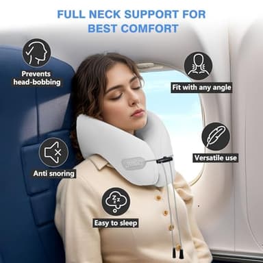 jiaao Travel Pillow, Neck Pillow Airplane, Plane Pillow Memory Foam Travel Neck Pillow with 360° Head and Neck Support, Portable Travel Essential Suitable for Airplane, Car, Train, or Bus Trip - Image 3