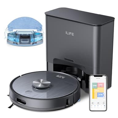 ILIFE T20s Self-Emptying Robot Vacuum and Mop Combo, 5000Pa Suction, 70-Day Capacity, LiDAR Navigation, 260mins Runtime, App/Alexa Control, Robotic Vacuum Cleaner for Hard Floors, Carpets and Pet Hair - Image 1