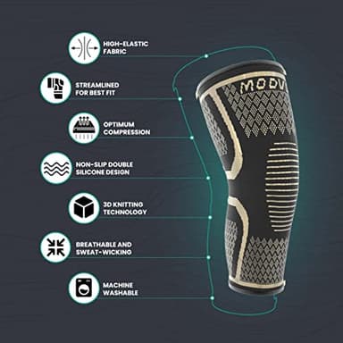 Modvel Compression Knee Brace for Women & Men, 2-Pack Knee Brace for Running Knee Pain, Knee Support Compression Sleeve, Workout Sports Knee Braces for Meniscus Tear, ACL & Arthritis Pain Relief - Image 6