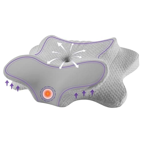 FUNCCUBE Cervical Neck Pillow - Memory Foam Pillow for Pain Relief Sleeping, Ergonomic Neck Support Contour Pillows for Side Back Stomach Sleepers,Orthopedic Breathable Pillowcase, Grey - Image 1