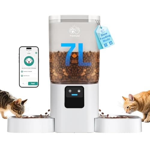 Frienhund Automatic Cat Feeder 2 Cats with Slow Feed: Dual Automatic Dog Feeder with 5G WiFi, Cat Food Dispenser with APP Control for Multiple Pets, Detachable for Easy Clean,Large Food Storage-29 Cup - Image 1