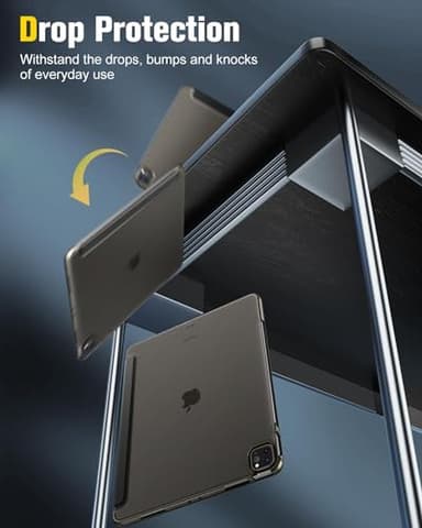 MoKo Case Compatible with iPad Air 13 Inch M2 Case 2024/ iPad Pro 12.9 (6th/5th Gen 2022/2021), Slim Frosted Hard PC Back Cover, Support Touch ID & Pencil Pro/2nd/USB-C, Black - Image 5