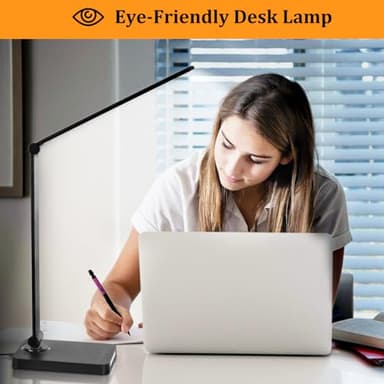 LED Desk Lamp with USB Ports,Touch Desk Lamps for Home Office with 5 Color Modes,3 Brightness Desk Light with Small Night Light,Reading Lamp Table Lamp for Bedroom Bedside Study Black （with adapter） - Image 4