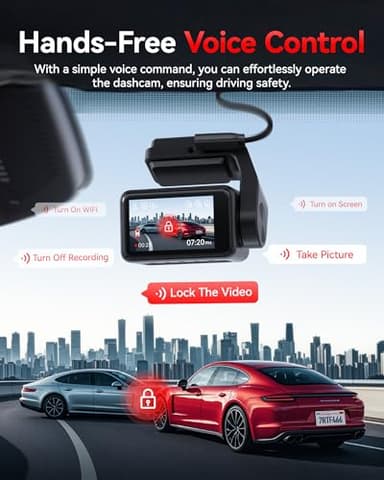 REDTIGER F4 Pro 4K Dash Cam Front and Rear, STARVIS 2 Sensor, 128GB Card Included, Built-in 5.8GHz WiFi6, 2.2inch Touch Screen Dash Camera for Cars, Voice Control, 24H Parking Mode - Image 4