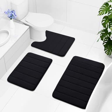 Buganda Memory Foam Bath Mat, 60" x 24", Ultra Soft and Non-Slip Bathroom Rugs, Water Absorbent and Machine Washable Bath Rug Runner for Bathroom, Shower, and Tub, Black - Image 8
