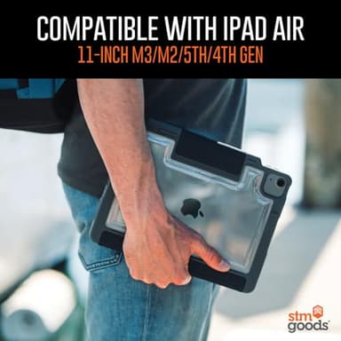 STM Dux Plus for iPad Air 11" (M3 2025, M2 2024/10.9" 5th/ 10.9" 4th Gen): Ultra Protective, Lightweight with Clear Back, Apple Pencil Holder, Battery Saving On/Off Cover - Black - Image 6