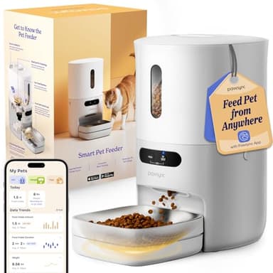 Pawsync Automatic Cat Feeder, WiFi Smart Scale Tracks Pet's Food Intake, App Control, 3.6L Timed Food Dispenser for Cats and Dogs, Up to 10 Meals Per Day, Stainless Steel Bowl, Dual Power Supply - Image 1