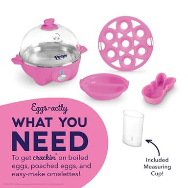 PEEPS x Dash Bunny Rapid Egg Cooker: 7 Egg Capacity Electric Egg Cooker for Hard Boiled Eggs, Poached Eggs, Scrambled Eggs, or Omelets with Auto Shut off Feature - Pink - Image 4