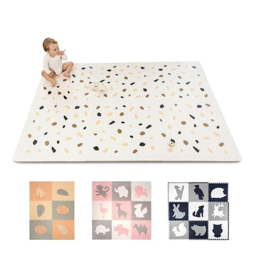 Stylish Baby Play Mat 72x48 Inches - 6 XXL Foam Floor Tiles for Kids Terazzo Design - 20% Thicker Playmat for Baby Crawling, Tummy Time, Playpen - Non-Toxic, Odorless Foam Play Mat for Floor - Image 1