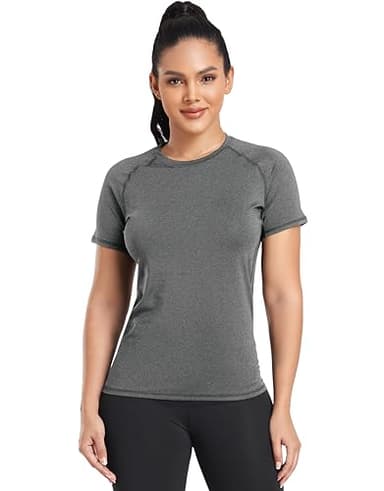 TELALEO 4 Pack Women's Compression Shirt Running Athletic T-Shirts Workout Tops Baselayer Short Sleeve Yoga Gym Sports Gear 2Black/Grey/White XL - Image 4