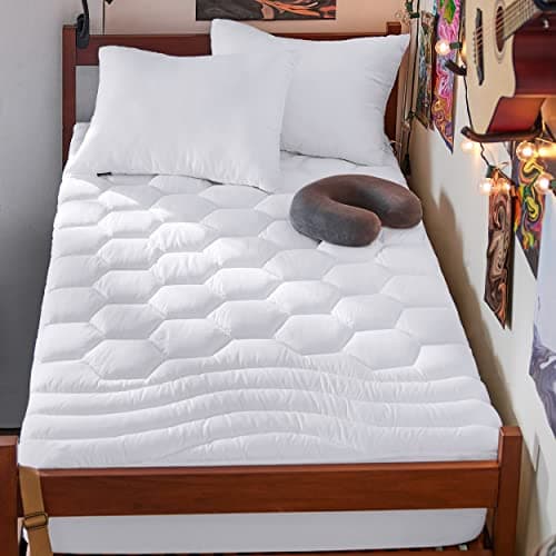 Bedsure Twin XL Mattress Pad - Soft Mattress Topper for College Dorm Room Essentials, Extra Long Twin Quilted Fitted Bed Cover Protector with 8-21 Inches Deep Pocket, Washable, White, 39x80 Inches - Image 1