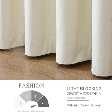 Airwill Grommet Blackout Curtains for Living Room Bedroom Window - Set of 2 Window Curtain Panels, Room Darkening, Thermal Insulated (W52 x L84 Inch, 2 Panels, Beige) - Image 4