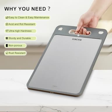 Cutting Board for Kitchen,Cutting Board Double Sided Food Grade,316 Stainless Steel and Wheat Straw PP, Easy to Clean Large Size 16”×11” - Image 5