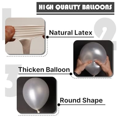 PartyWoo Pearl White Balloons 140pcs Different Sizes Pack of 18 12 10 5 Inch Metallic White Latex Balloon Arch Kit Garland for Wedding Graduation Baby Shower Birthday Party Decorations White-Z30 - Image 7