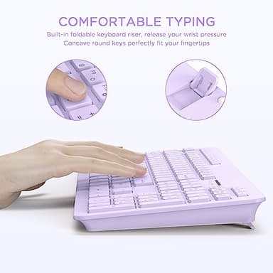 seenda Wireless Keyboard and Mouse Combo, 2.4GHz Cordless Quiet Keyboard Mouse with USB Receiver, Full Size Cute Purple Combo, Compatible for Windows Laptop Computer Desktop PC, Purple - Image 3