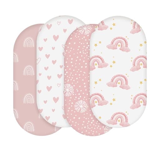 Bassinet Sheets, Bassinet Sheets for Baby Boy and Girl, Bassinet Sheet Neutral, Fit for Rectangle, Round, Oval, Hourglass Mattress, Flexible for Different Bassinet Pad/Mattress 4 Pack - Image 1