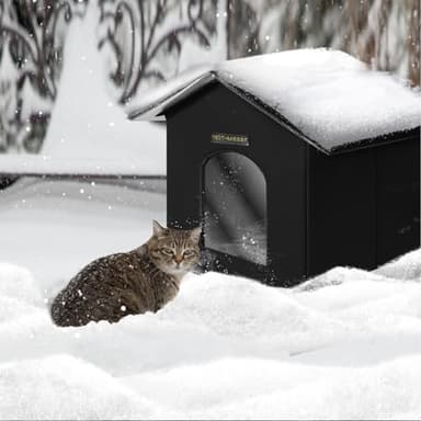 Rest-Eazzzy Outdoor Cat House, Feral Cat House Insulated with Mat and Clip, Weatherproof and Insulated, Cat Beds for Cats Kittens Puppies, Never Blow Away (Black, S 13" X 13" X 14") - Image 8