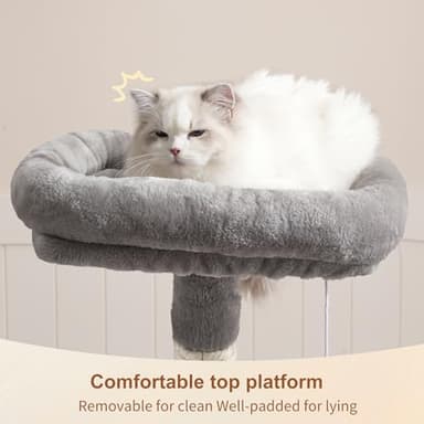 Heybly Cat Tree with Toy, Cat Tower Condo for Indoor Cats, Cat House with Padded Plush Perch, Cozy Hammock and Sisal Scratching Posts, Light Gray HCT004SW - Image 2