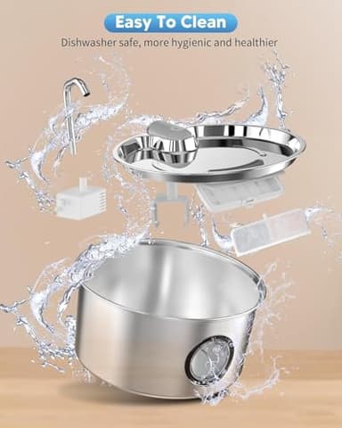 Cat Water Fountain Stainless Steel - 108oz/3.2L Automatic Cat Water Fountain for Drinking with 3PCS Filters, Metal Pet Water Fountain Water Dispenser for Cats, Puppy, Multiple Pets - Image 6