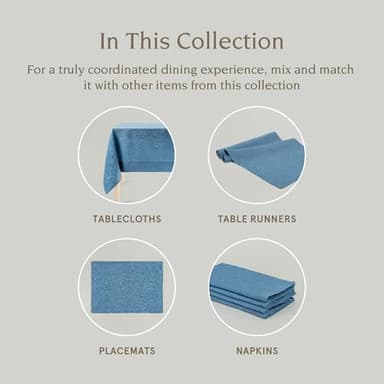 over&back 100%-Linen Woven Tablecloth - Colorful Dining Room Table Cover - Mitered Corner Hems - Machine Washable - Kitchen and Home Decor - Blue - 70x90 - Image 4
