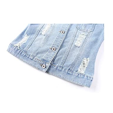 Hixiaohe Women Autumn 3/4 Sleeve Retro Short Denim Jackets Light Blue Jean Coats (03 Light Blue, XL) - Image 4