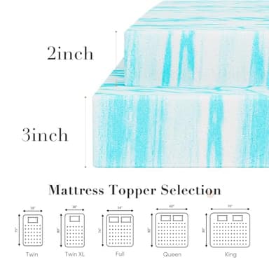 DUMOS Mattress Toppers Memory Foam Twin Size, 2 Inch Thick Bed Topper Pad Cooling Gel Infused Soft Comfy Padding Breathable for Sleeper Sofa Couch RV Camper, CertiPUR-US Certified, Blue - Image 3
