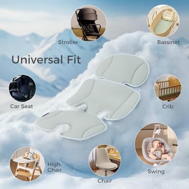 Momcozy Stroller Cooling Pad | Universal Soft Cooler Pad, Breathable & Adjustable Car Seat Liner | Detachable 2-Piece Cooling Cushion | Fits Strollers, Car Seat, High Chair, Bassinet, Swing - Image 5