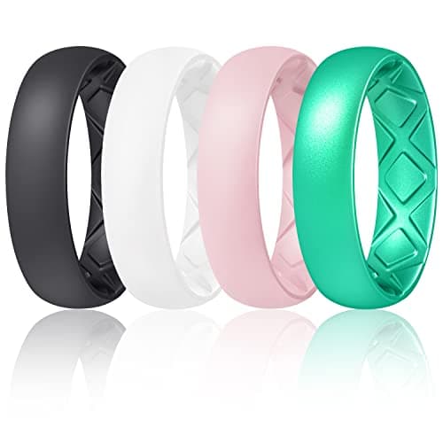 Egnaro Women's Rings Enhancers, 6mm Wide, 2mm Thick, Silicone Wedding Rubber Band with Half Size, Inner Arc Ergonomic Breathable Design - Image 1