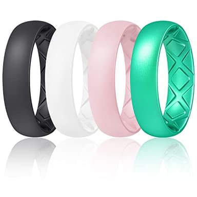 Egnaro Women's Rings Enhancers, 6mm Wide, 2mm Thick, Silicone Wedding Rubber Band with Half Size, Inner Arc Ergonomic Breathable Design - Image 1