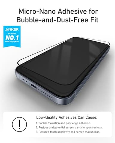 Anker Screen Protector, Bubble-and-Dust-Free iPhone HD Tempered Glass, Durable and Drop-Proof with 9H Hardness, Easy Installation Exclusively for iPhone 16 Pro 6.3-Inch (2-Pack) - Image 3