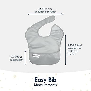 Tiny Twinkle Mess Proof Baby Bibs for Eating - Waterproof, Wipeable Bibs - Toddler Bibs - Travel Friendly - PFAS, PVC, BPA, Phthalate Free - Baby Food Bibs(5 Pack, Unisex Solids) - Image 5