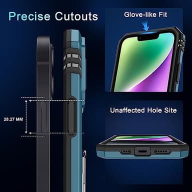 DEERLAMN Case for iPhone 13/iPhone 14 6.1-Inch with Slide Camera Cover+Screen Protector(2 Packs),Rotated Ring Kickstand Military Grade Shockproof Protective Cover-Light Blue - Image 7