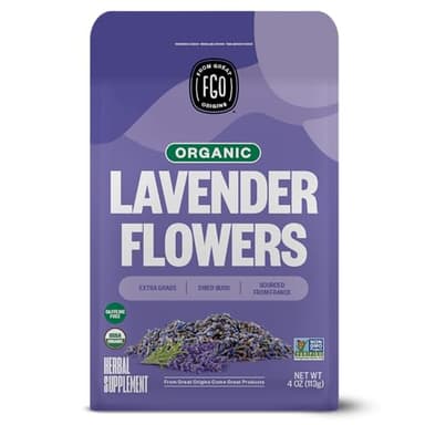 FGO Organic Dried Lavender Flowers, Extra Grade Dried Buds, Imported From France for Culinary or Sachet Bags, 4oz, Packaging May Vary (Pack of 1) - Image 1
