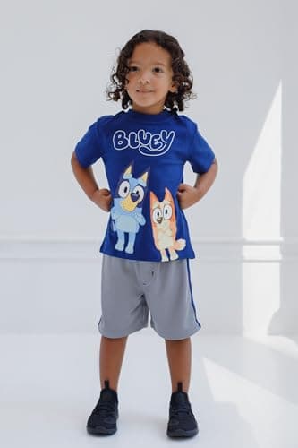 Bluey Bingo Infant Baby Boys T-Shirt and Mesh Shorts Outfit Set Blue/Silver 12 Months - Image 2