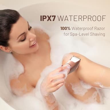 Bikini Trimmer for Women: Pubic Hair Razor with Mirror & LED Light, Electric Shaver with Ceramic Blades & Travel Lock - Body Groomer IPX7 Waterproof Use for Legs/Arm/Underarm - Image 5