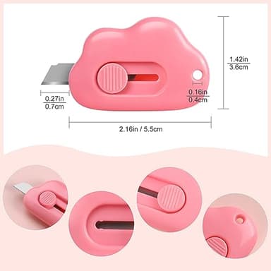Box Cutters, 6 Pack Retractable Letter Opener, Mini Utility Knives Cloud Shaped Box Opener Envelope Slitter, Small Package Opener Paper Cutters with Keychain Hole - Image 2