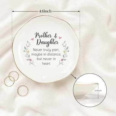 WANDER PRINTS Mothers Day Gifts For Mother - Ceramic Ring Dish Jewelry Tray for Mom - Mothers Daughters Never Truly Apart - Valentines Day Christmas Birthday Gifts for Mom from Daughter Son - Image 2