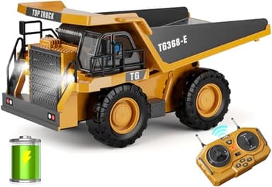 RC Dump Truck Toy, 9-Channel Remote Control Toy with Metal Bed & Light, Rechargeable Battery, Kids Construction Vehicle Truck Toys for 3+ Boys, Perfect 2024 Kid Birthday Gift for Ages 3-12+ - Image 1