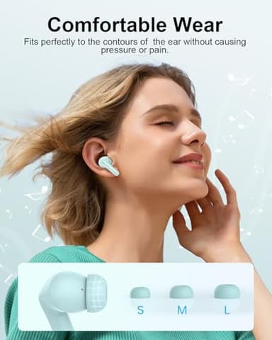 JGUG Wireless Earbuds, Bluetooth 5.3 Ear Buds, Headphones with Clear Stereo Sound, 40H Playtime with LED Digital Display, IPX7 Waterproof Earphones Built-in Mic for Phone Tablet Sports Workout, Jade - Image 6
