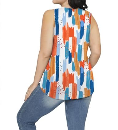 Besshopie Womens Summer Tops Dressy Casual Business Tank Tops for Women Loose Fit Graffiti M - Image 5