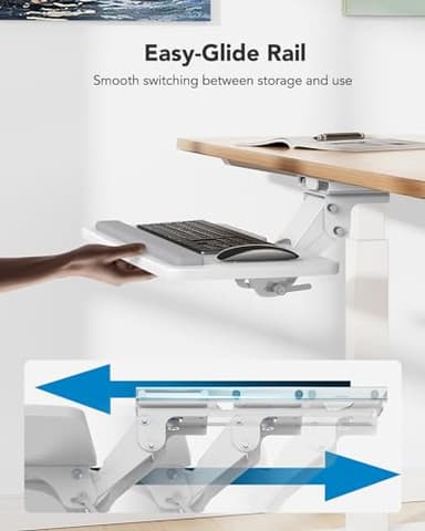 HUANUO Keyboard Tray Under Desk, 360 Adjustable Ergonomic Sliding Keyboard & Mouse Tray, 25" W x 9.8" D - Image 4