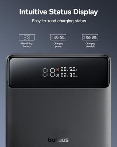 Baseus Laptop Portable Charger 100W 20000mAh, Blade Travel Power Bank Fast Charging 2 USB-C & 2 USB-A Port, Steam Deck Battery Pack for MacBook iPad iPhone 17/16/15/14/13 Samsung S24 Dell - Image 6