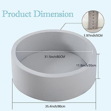 SHJADE Foam Ball Pit, 35.4"x 11.8" Ball Pits for Toddlers, Soft Round Kiddie Baby Playpen Ball Pool for Kids, Ideal Gift for Babies Indoor and Outdoor Game, Grey, (Balls not Included) - Image 5