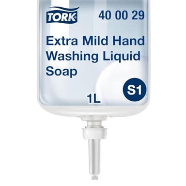 Tork Extra Mild Hand Washing Liquid Soap S1, No Fragrance Added, 6 x 1L, 400029 (formerly 400011) - Image 2