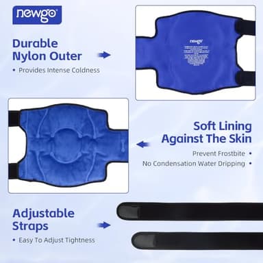 NEWGO Ice Pack for Knee Injuries Reusable, Knee Ice Pack Wrap Around Entire Knees for Replacement Surgery Recovery, Gel Cold Pack Wrap for Meniscus Tear, ACL, Swelling Pain Relief - Blue - Image 4