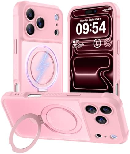 MOCCA Design for iPhone 17 Pro Max Case, Compatible with Magsafe [Premium Invisible Magnetic Ring Stand] [Military Drop Protection] Full Camera Guard Translucent Matte Slim Phone Cover 6.9",Pink - Image 1