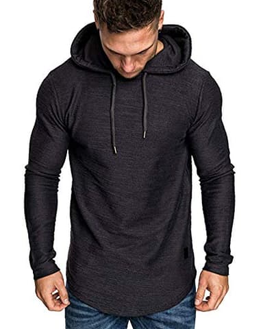 Lexiart Mens Fashion Athletic Hoodies Sport Sweatshirt Solid Color Fleece Pullover Black 2XL - Image 3