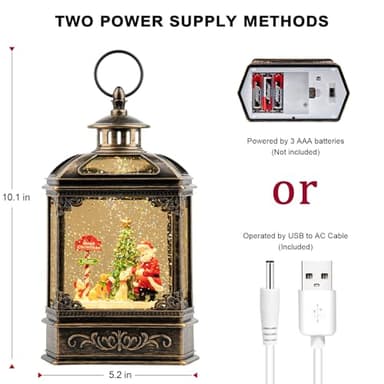 Snow Globe Lighted Christmas Decorations, Santa Claus & Pups Musical Water Lantern with Swirling Glitter, Christmas Holiday Party Gifts and Decorations - Image 4