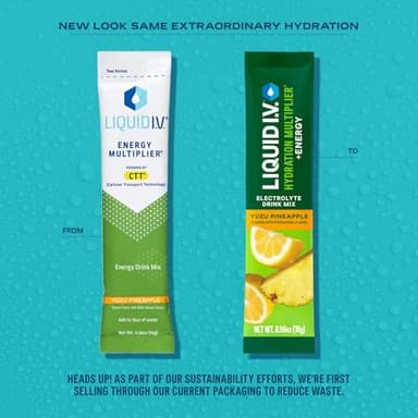 Liquid I.V.® Hydration Multiplier +Energy - Yuzu Pineapple | Electrolyte Powder Drink Mix | 1 Pack (14 Servings) - Image 3